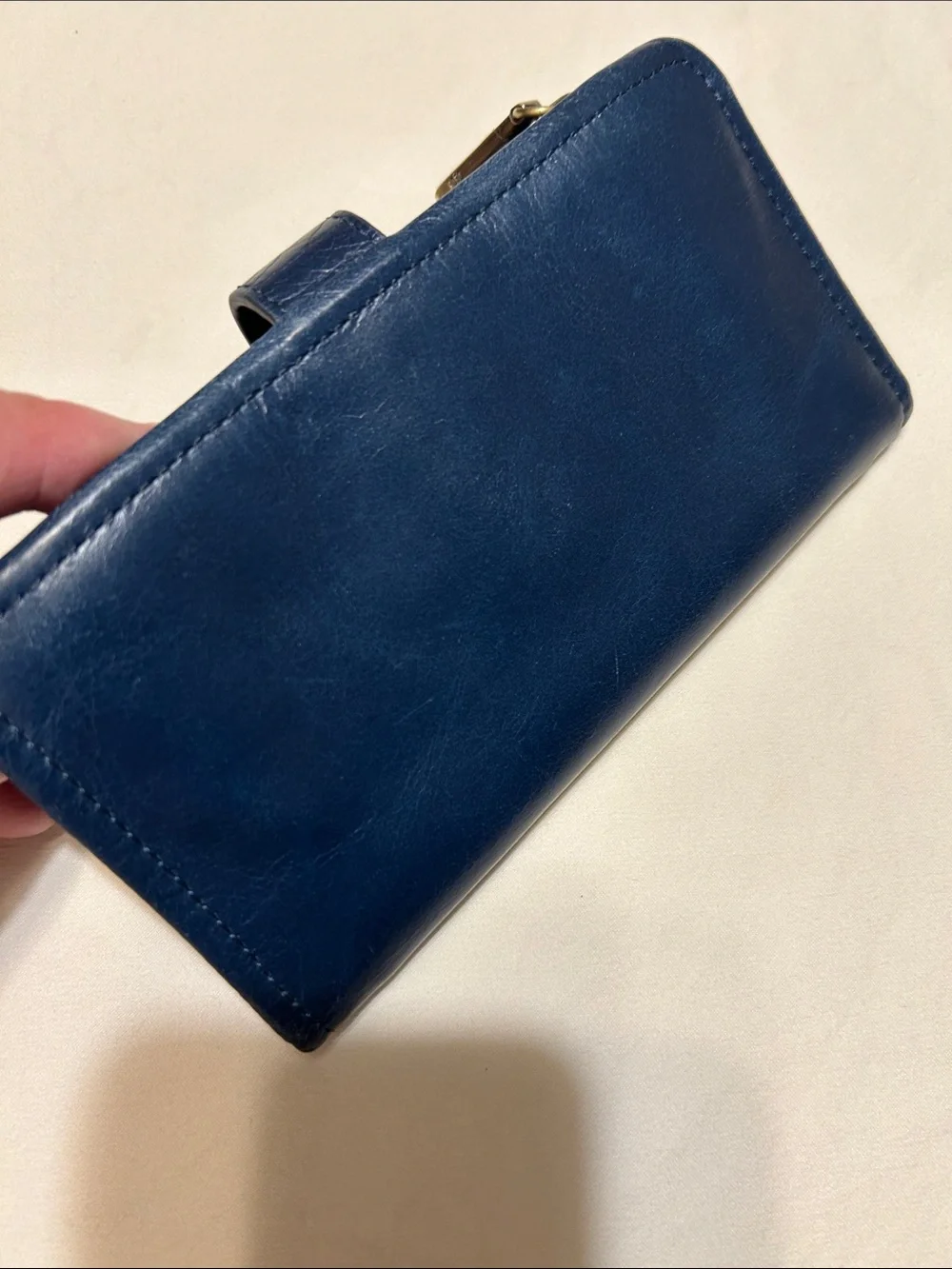 HOBO Navy Blue Leather Snap Wallet